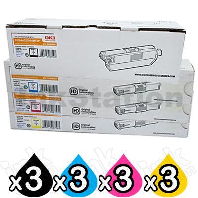 OKI 3 Sets Of 4 Pack Genuine MC562 C511 C531 Toner Cartridges 44973552