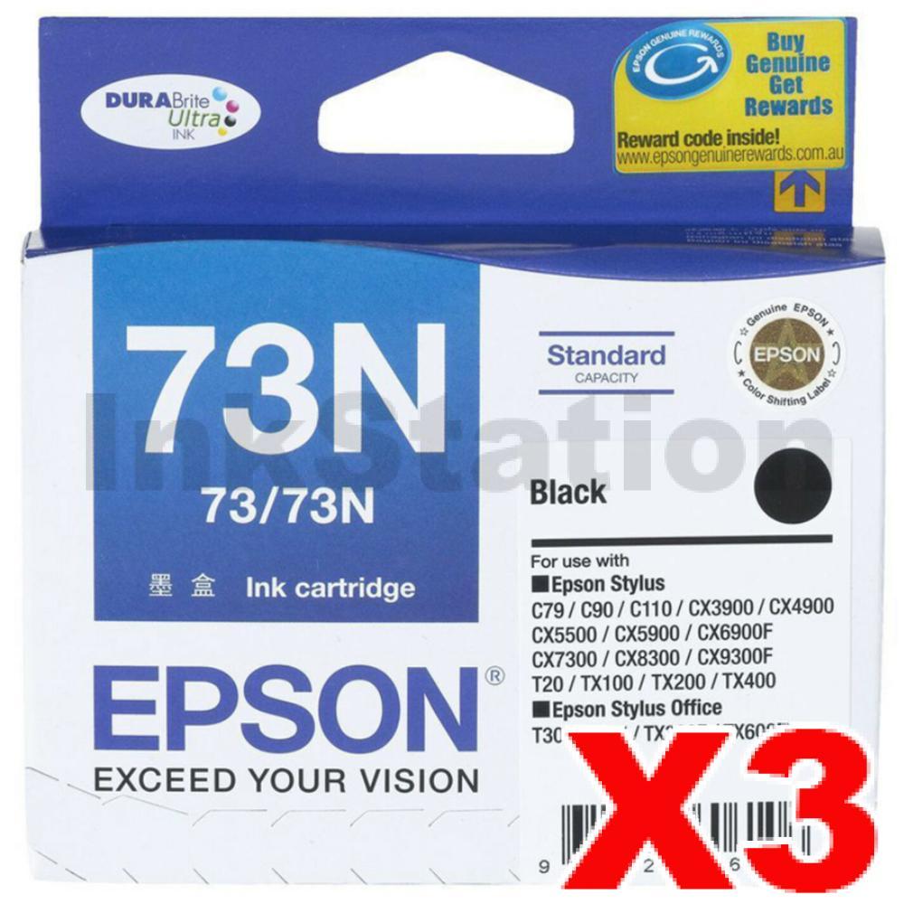 Epson 3 X Genuine 73N Black Ink Cartridge T0731 Ink Cartridges