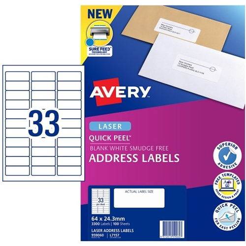 Avery Quick Peel White Address Labels With Sure Feed Laser Up