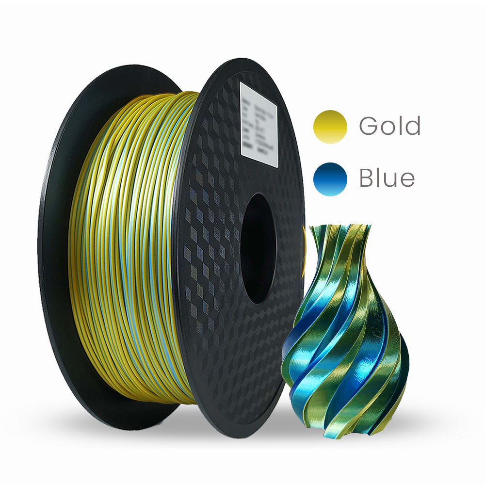 1 X Silk PLA 3D Filament 1 75mm Bicolour Gold Blue 1KG InkStation