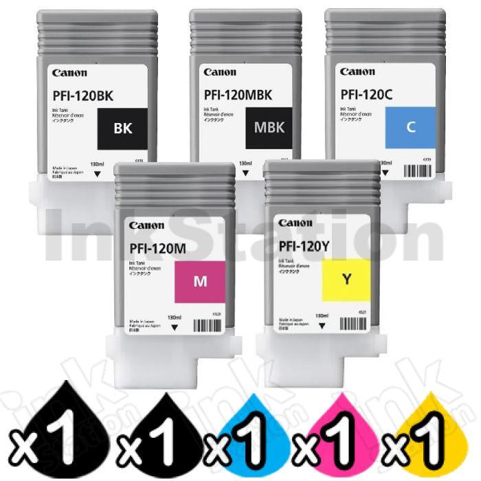 Canon Pack Genuine Pfi Ink Cartridge Combo Bk Mbk C M Y Ink