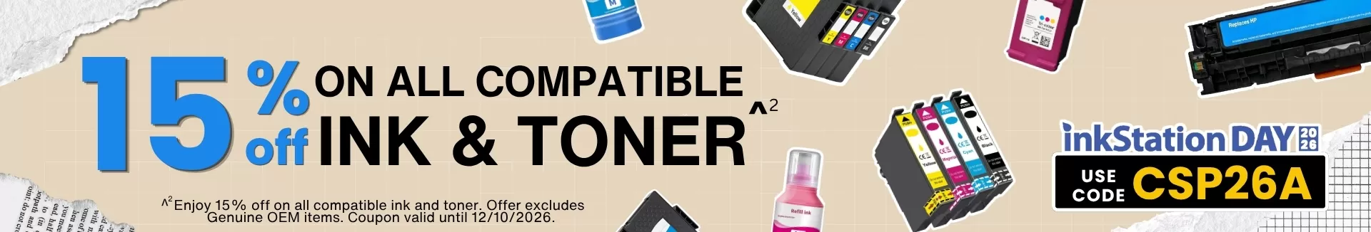 15% OFF on All Compatible Ink & toner