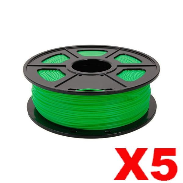 3D Filament 5 x PLA 1.75mm Green - 1KG - PLA Cartridges - Ink Station