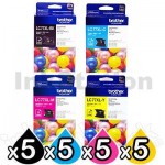 20 Pack Genuine Brother LC-77XL High Yield Ink Combo [5BK+5C+5M+5Y]