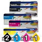 5-Pack Brother TN-251 Genuine Toner Combo [2BK,1C,1M,1Y]