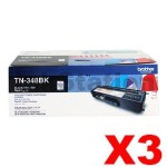 3 x Genuine Brother TN-348BK Black Toner Cartridge - 6,000 pages