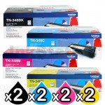 2 Sets of 4-Pack Genuine Brother TN-348 Toner Combo [2BK,2C,2M,2Y]