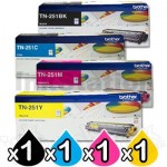 4-Pack Brother TN-251 Genuine Toner Combo [1BK,1C,1M,1Y]