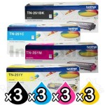 3 sets of 4-Pack Brother TN-251 Genuine Toner Combo [3BK,3C,3M,3Y]