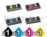 4 Pack Lexmark Compatible C734 / C736 / X734 / X736 / X738 Toner Cartridges - Black 8,000 pages & CMY 6,000 pages