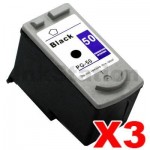 3 x Compatible Canon PG-50 Black High Yield Ink Cartridge - 510 pages
