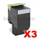 3 x Lexmark (80C8HK0) Compatible CX410 / CX510 Black High Yield Toner Cartridge - 4,000 pages