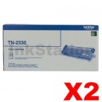 2 x Brother TN-2330 Genuine Toner Cartridge - 1,200 pages