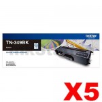 5 x Genuine Brother TN-349BK Black Toner Cartridge - 6,000 pages