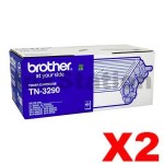 2 x Brother TN-3290 Black Genuine High Yield Toner Cartridge - 8,000 pages