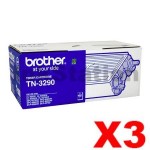 3 x Brother TN-3290 Black Genuine High Yield Toner Cartridge - 8,000 pages