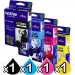 4 Pack Genuine Brother LC-38 Ink Combo [BK+C+M+Y]