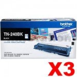 3 x Brother TN-240BK Genuine Black Toner Cartridge - 2,200 pages