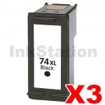 3 x HP 74XL Compatible Black High Yield Inkjet Cartridge CB336WA - 750 Pages