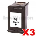 3 x HP 98 Compatible Black Inkjet Cartridge C9364WA - 400 Pages