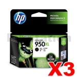 3 x HP 950XL Genuine Black High Yield Inkjet Cartridge CN045AA - 2,300 Pages