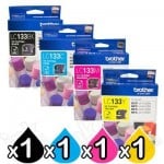4 Pack Genuine Brother LC-133 Ink Cartridges [BK+C+M+Y]