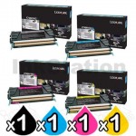 4 Pack Lexmark (X746H1KG-X748H1YG) Genuine X746/X748 HY Toners