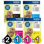 5 Pack Genuine Brother LC-233 Ink Combo [2BK+C+M+Y]
