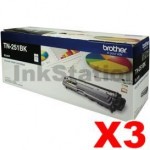 3 x Brother TN-251BK Genuine Black Toner Cartridge - 2,500 pages