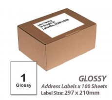 100 Sheets A4 White Self Adhesive Paper Laser Inkjet Sticker Label 297 x 210mm - GLOSSY