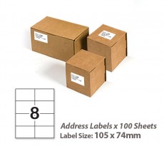100 Sheets A4 White Self Adhesive Paper Address Mailing Laser Inkjet Sticker Labels 105 x 74mm - 8 Labels Per Sheet