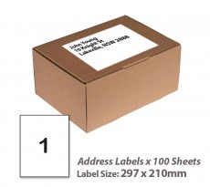 100 Sheets A4 White Self Adhesive Paper Address Mailing Laser Inkjet Sticker Labels 297 x 210mm - 1 Label Per Sheet