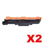 2 x Brother TN-253BK Compatible Black Toner Cartridge - 2,500 pages