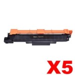 5 x Brother TN-253BK Compatible Black Toner Cartridge - 2,500 pages