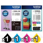 4 Pack Genuine Brother LC-239XL BK + LC-235XL CL 3PK High Yield Ink Combo [1BK,1C,1M,1Y]