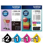 5 Pack Genuine Brother LC-239XL BK + LC-235XL CL 3PK High Yield Ink Combo [2BK,1C,1M,1Y]