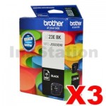 3 x Genuine Brother LC-23EBK Black Ink Cartridge - 2,400 pages