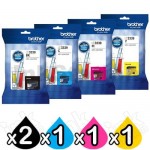5 Pack Brother LC-3339XL Genuine High Yield Ink Cartridge Combo [2BK, 1C, 1M, 1Y]
