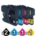 5 Pack Brother LC-39 Compatible Ink Combo [2BK,1C,1M,1Y]