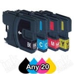 Any 20 Brother LC-39 Compatible Ink Combo