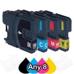 Any 8 Brother LC-39 Compatible Ink Combo