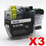 3 x Brother LC-3317 BK Compatible Black Ink Cartridge - 550 pages