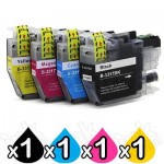 4 Pack Brother LC-3317 Compatible Ink Cartridges Combo [1BK, 1C, 1M, 1Y]