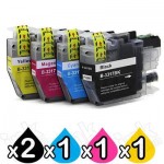 5 Pack Brother LC-3317 Compatible Ink Cartridges Combo [2BK, 1C, 1M, 1Y]