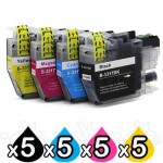 20 Pack Brother LC-3317 Compatible Ink Cartridges Combo [5BK, 5C, 5M, 5Y]
