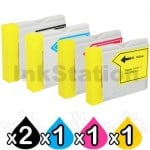 5-Pack Brother LC-37 Compatible Ink Combo [2BK,1C,1M,1Y]