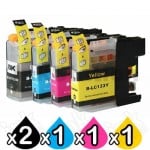 5 Pack Compatible Brother LC-133 Ink Cartridges [2BK,1C,1M,1Y]