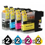 8 Pack Compatible Brother LC-133 Ink Cartridges [2BK,2C,2M,2Y]