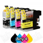 Any 4 Compatible Brother LC-137XLBK + LC-135XLC/M/Y Ink Cartridges