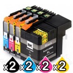 8 Pack Compatible Brother LC-139XLBK + LC-135XLC/M/Y Ink Cartridge Set [2BK,2C,2M,2Y]